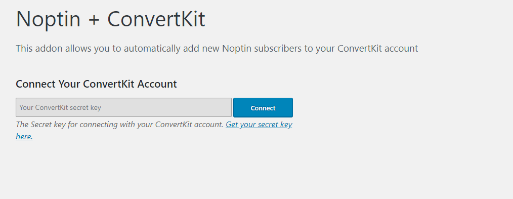 connect Noptin to your ConvertKit account