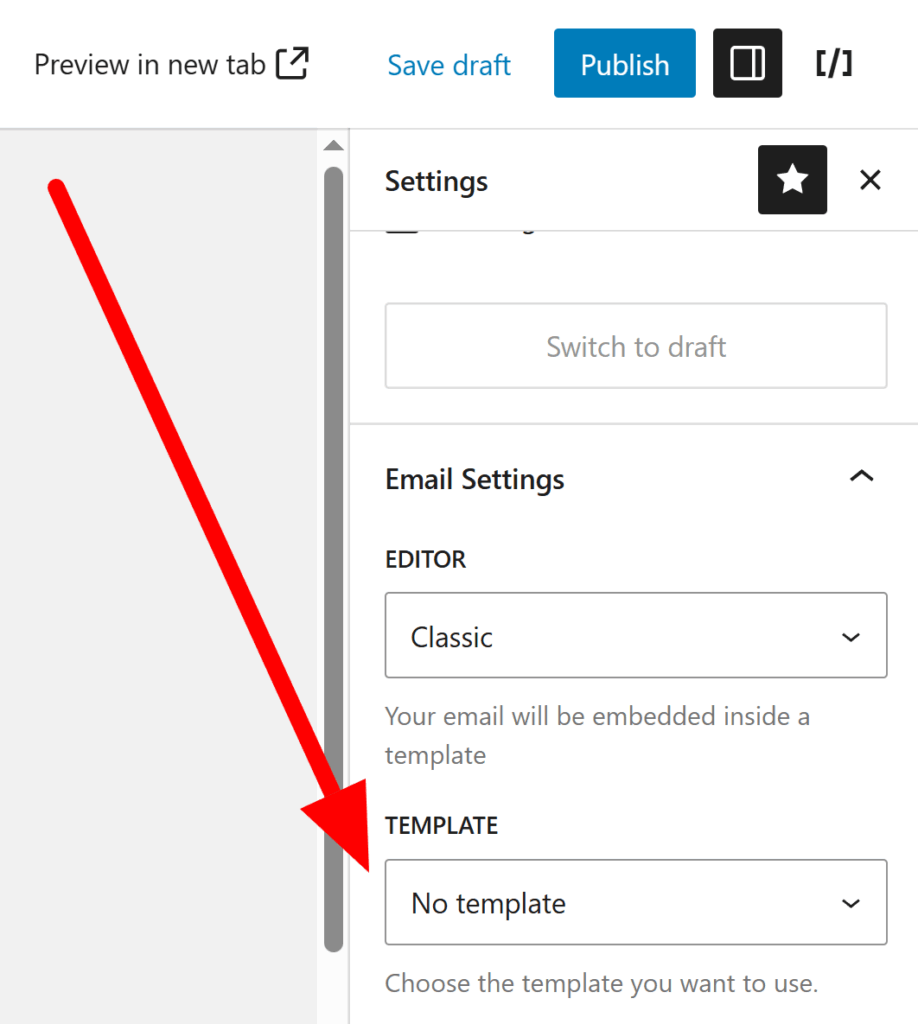 Select email template