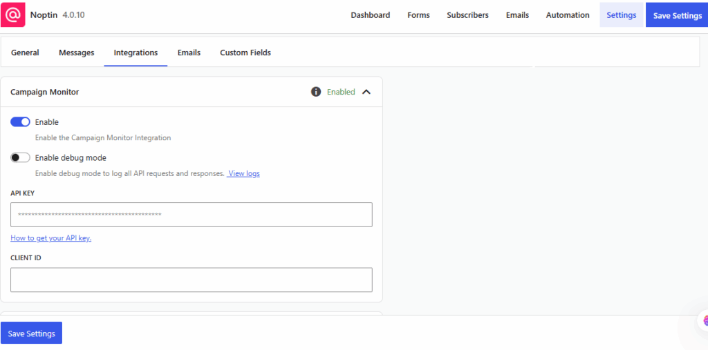 Connect Noptin to Your Campaign monitor account