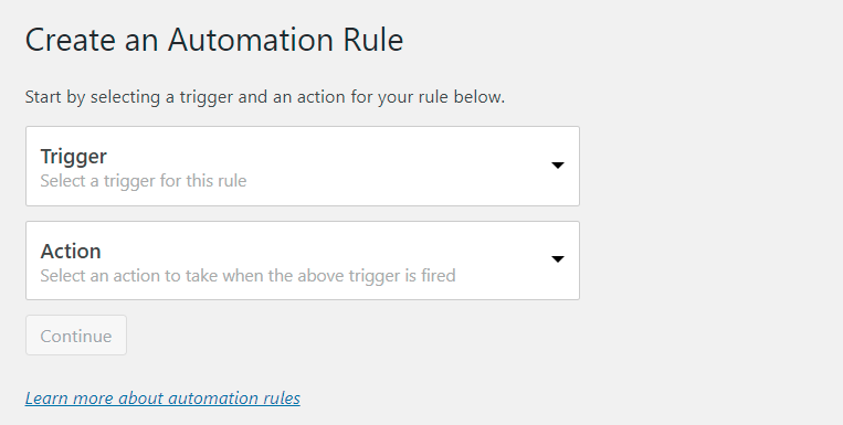 automation rules creation page