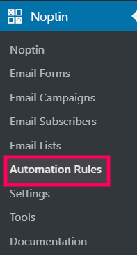 open automation rules overview page