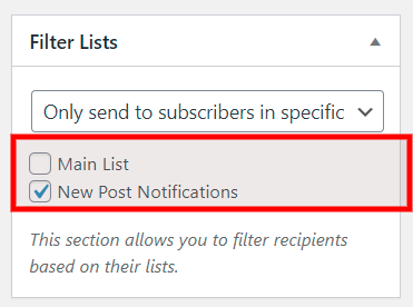 Limit notifications to a specif list