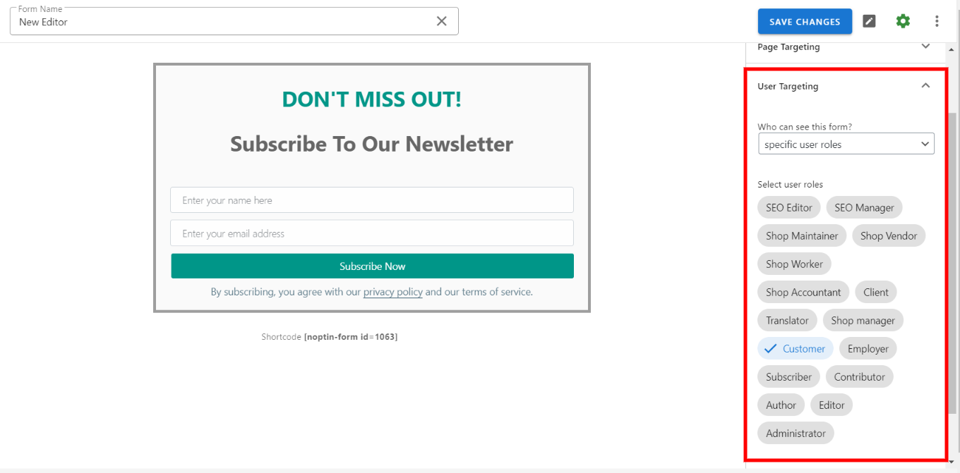 Limit subscription by user role