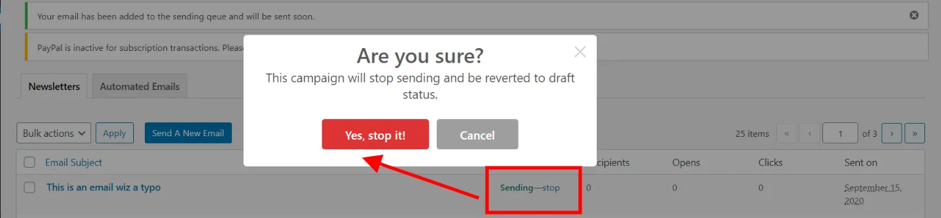 stop a sending campaign