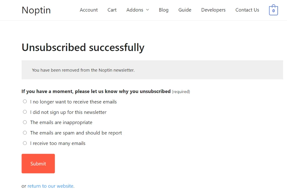 newsletter unsubscription survey
