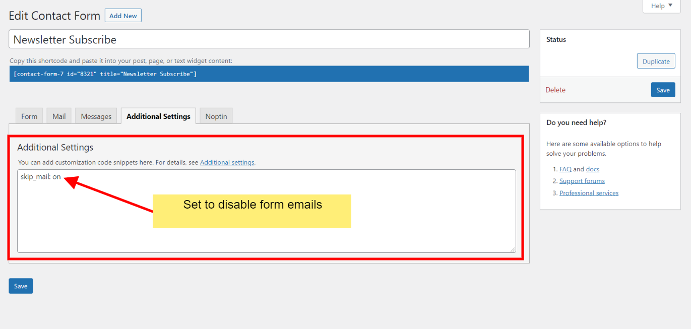 disable contact form 7 emails