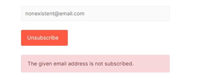 email not subscribed error