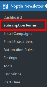 open subscription forms overview page