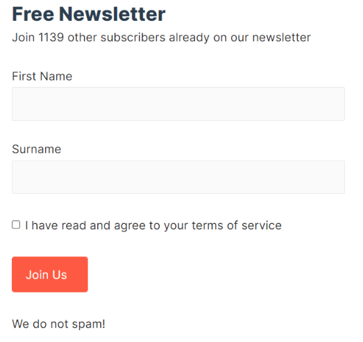 noptin subscription form