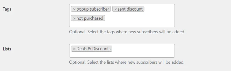 set form tags and lists