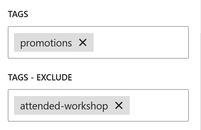 filter email recipients by tags