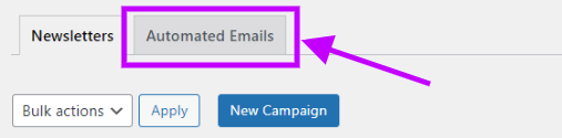 open automated emails tab