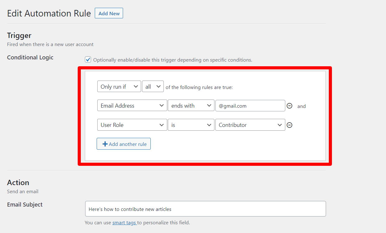 send email when user role is-contributor
