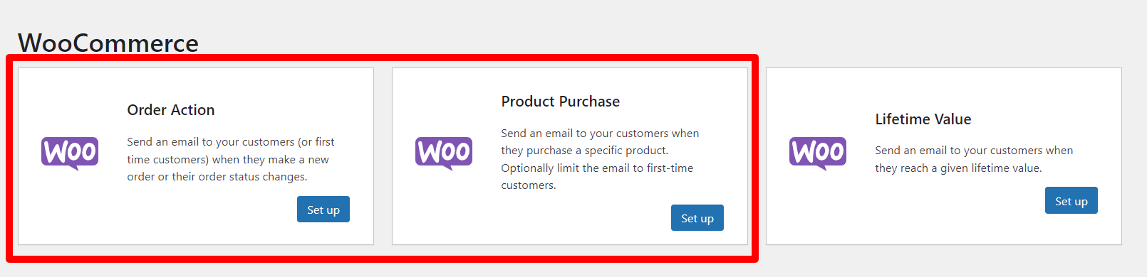Create a new automated woocommerce email