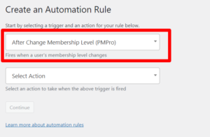 create a paid memberships pro rule