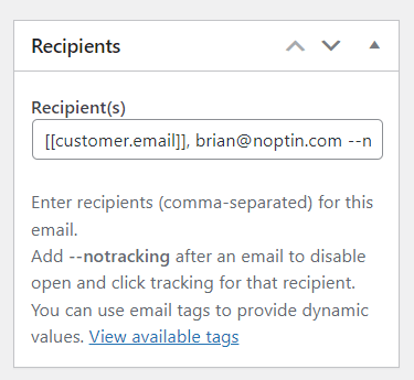 card expiry notification email recipients