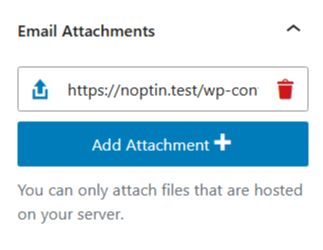 Attachments settings panel
