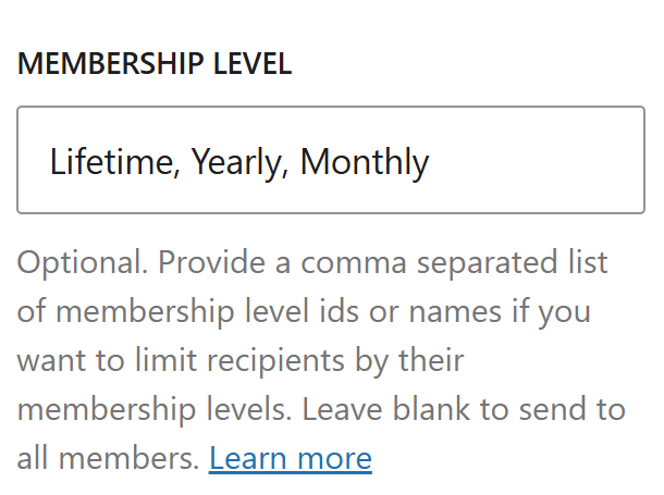 send email to specific membership levels