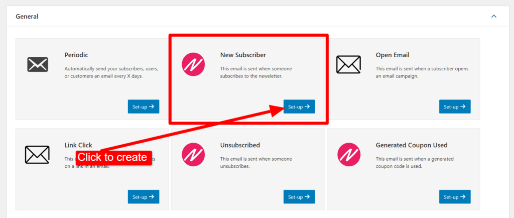 Create new subscriber based automated email