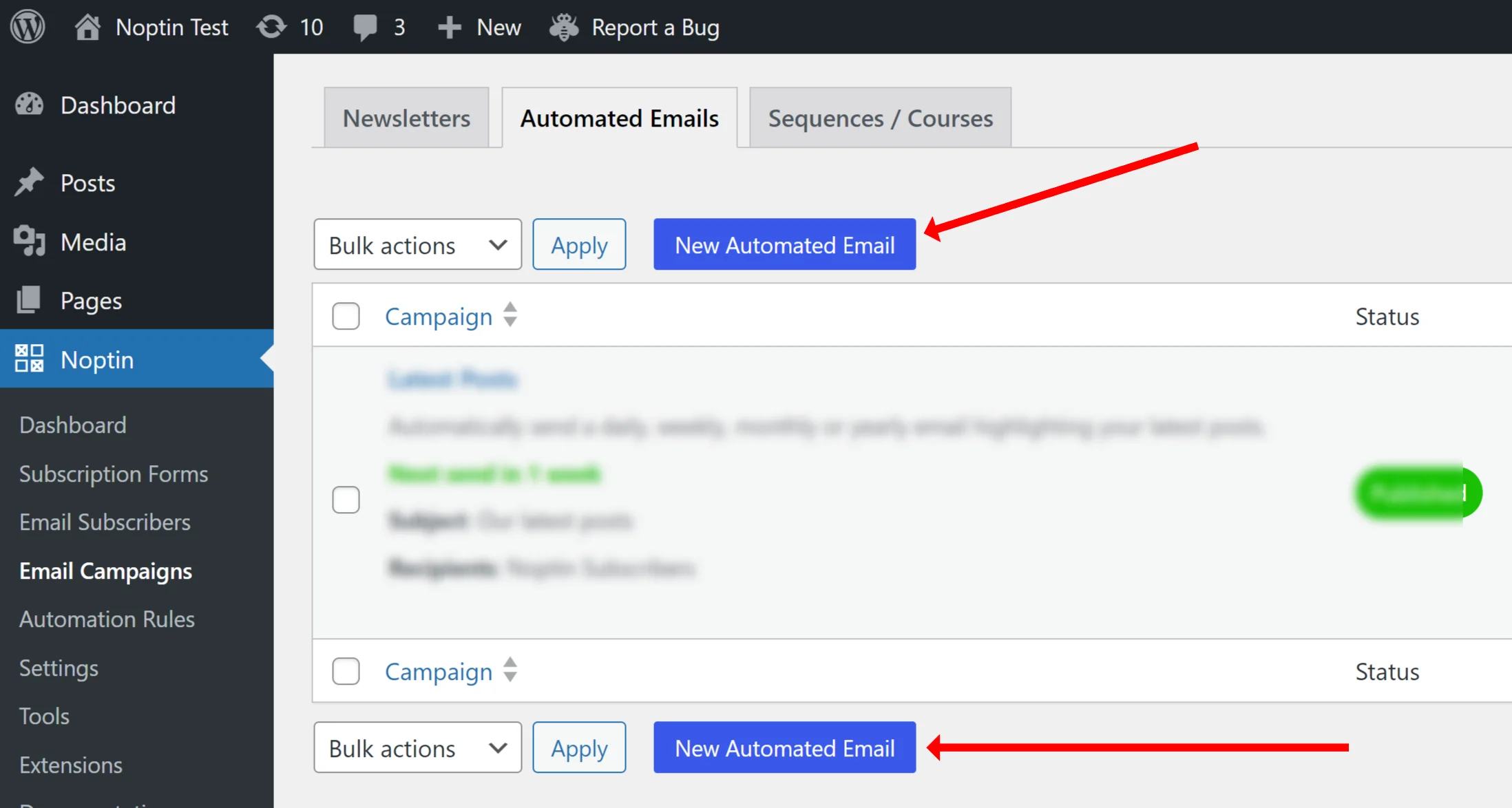 Set up new automated email