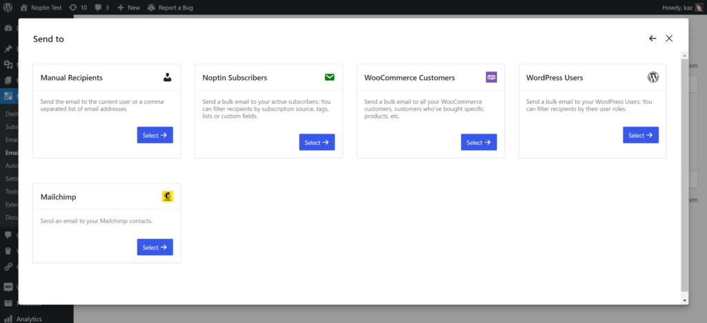 Select email recipient