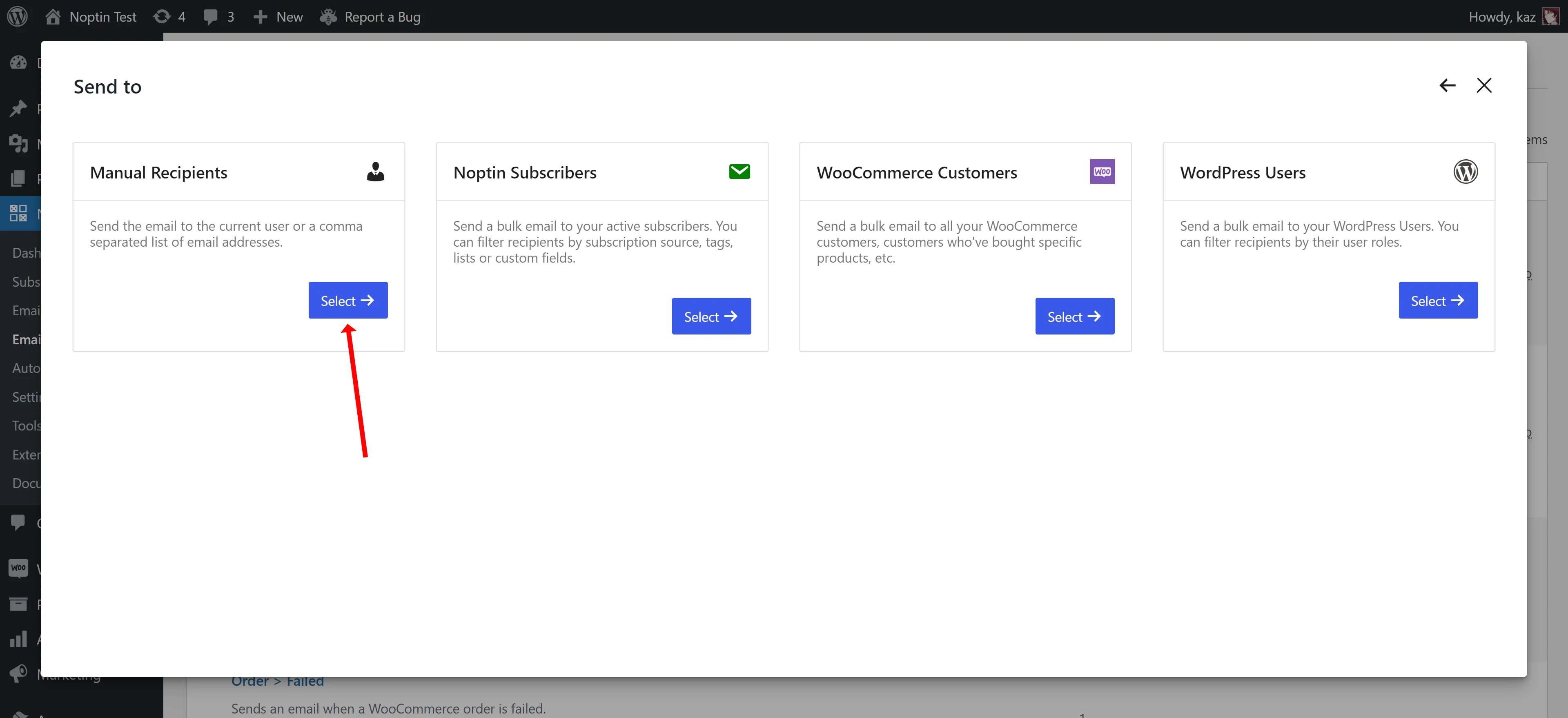 Send automated emails to manual recipients
