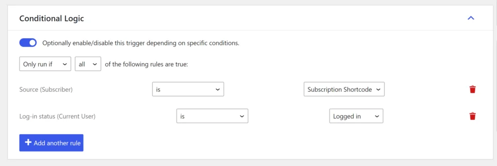 Example automation rule conditional logic