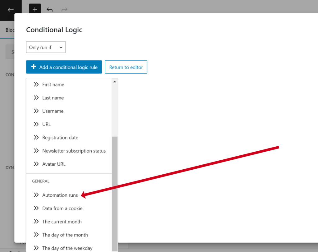 add automation runs conditional logic