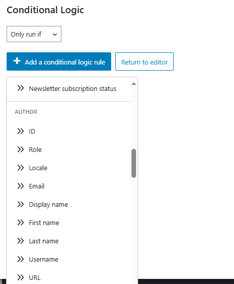 Conditional logic to send posts from certain authors