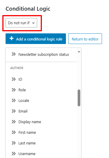 Conditional logic to don't send posts from certain authors