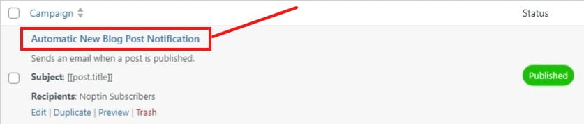 open new post notification email editor