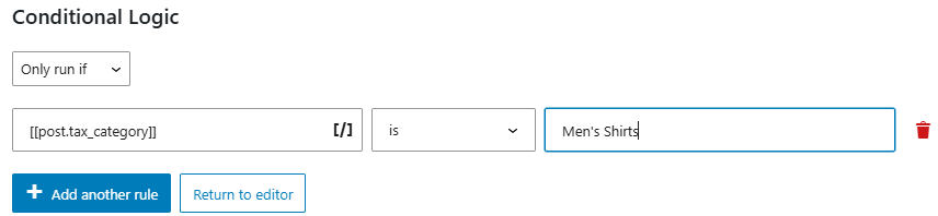 Add conditional logic rule