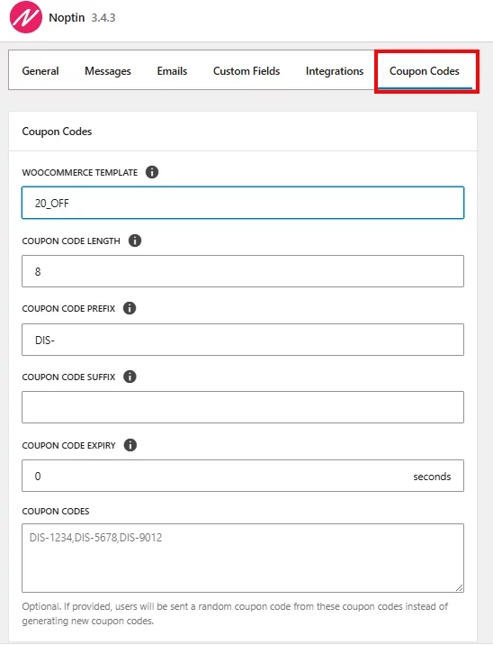 coupon code setting in woocommerce