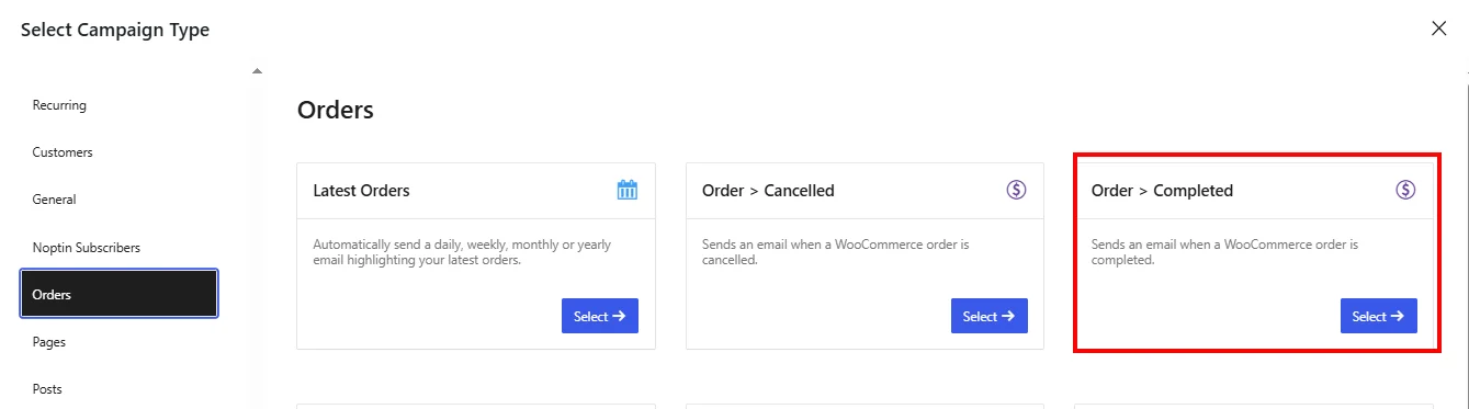 order completed template