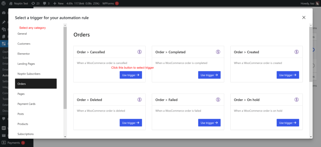 select automation rule trigger