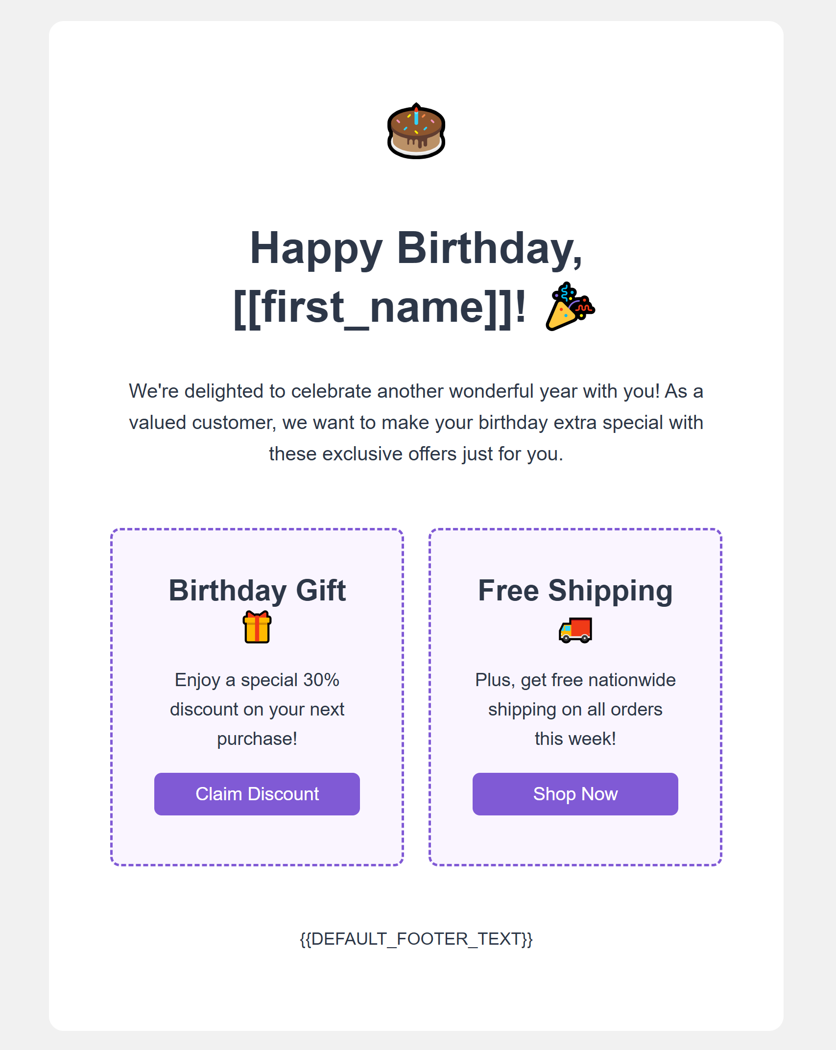 Customer Anniversary/Birthday