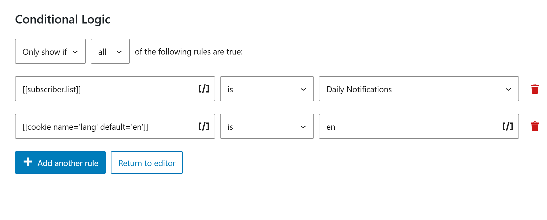 email conditional logic