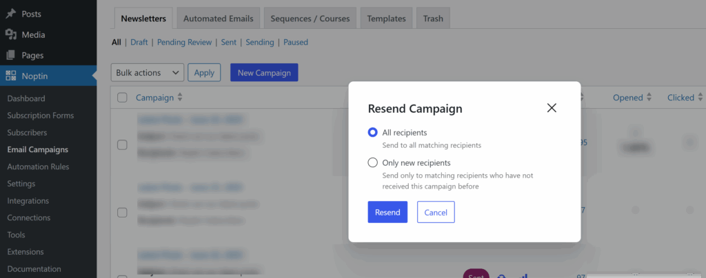 Resend a campaign