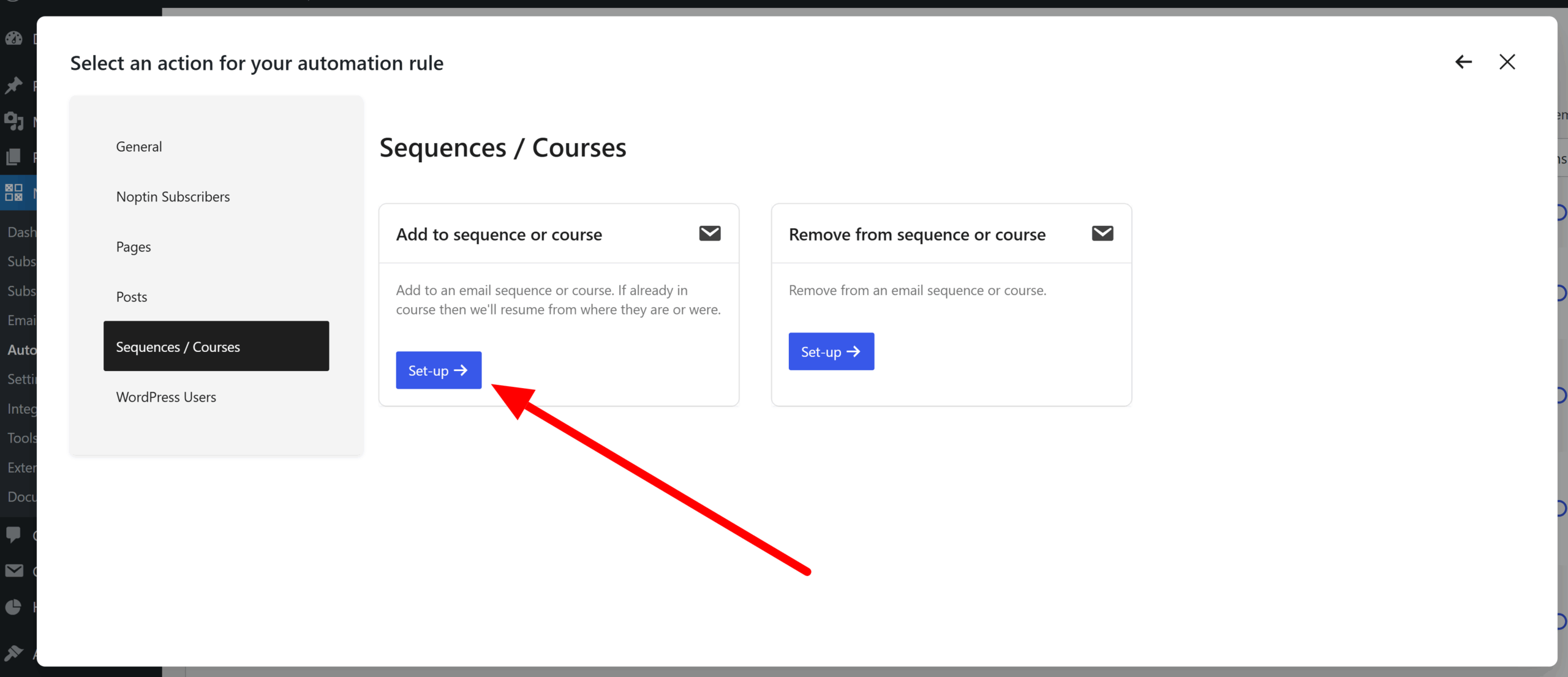 add to sequence automation rule action