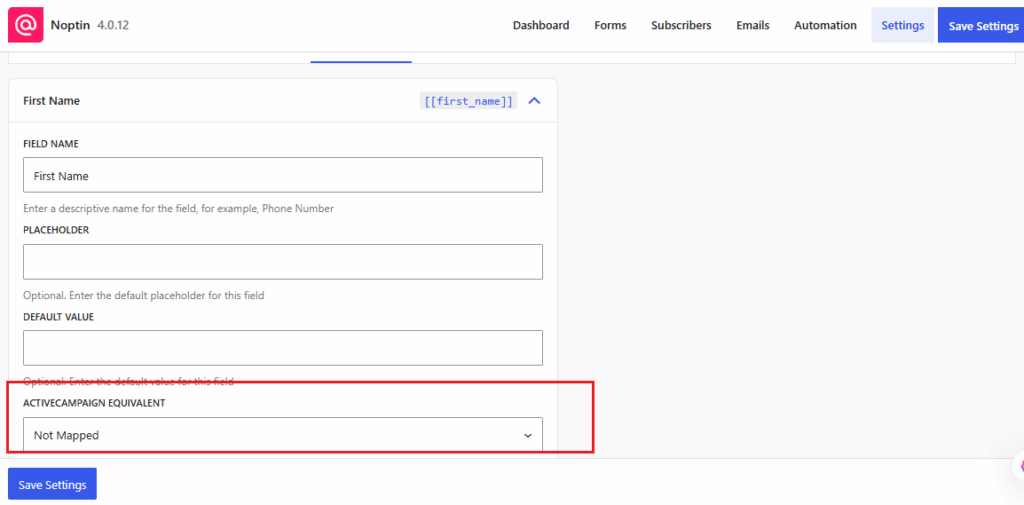 Mapping Noptin Custom Fields To Active Campaign