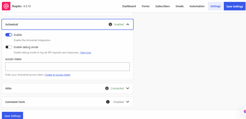 Setting Up Activetrail addon