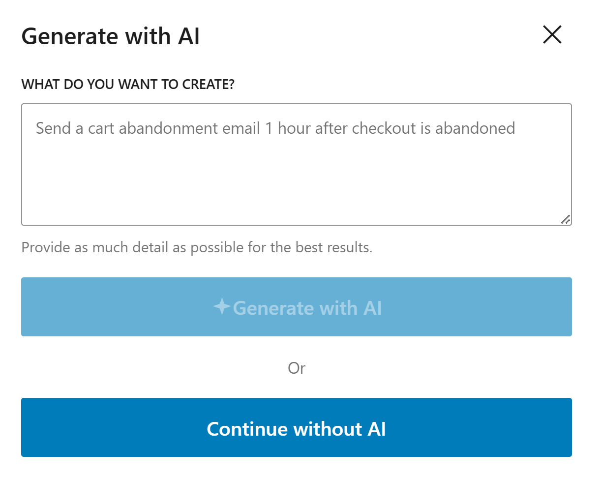 Generate with AI or manually